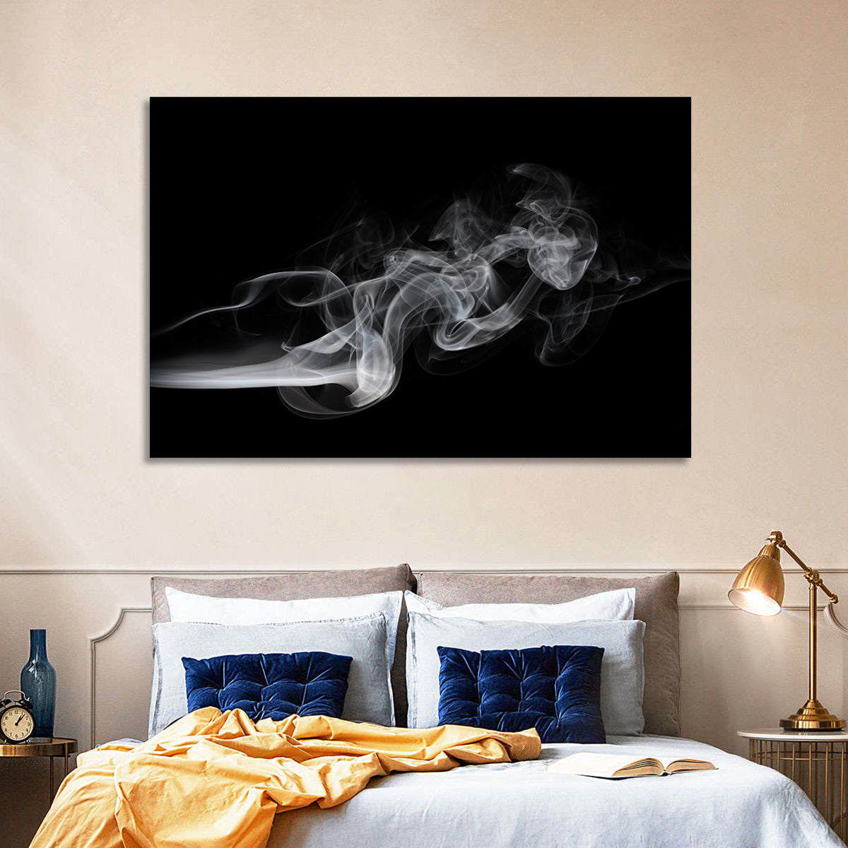 Swirling Smoke on Black Wall Art
