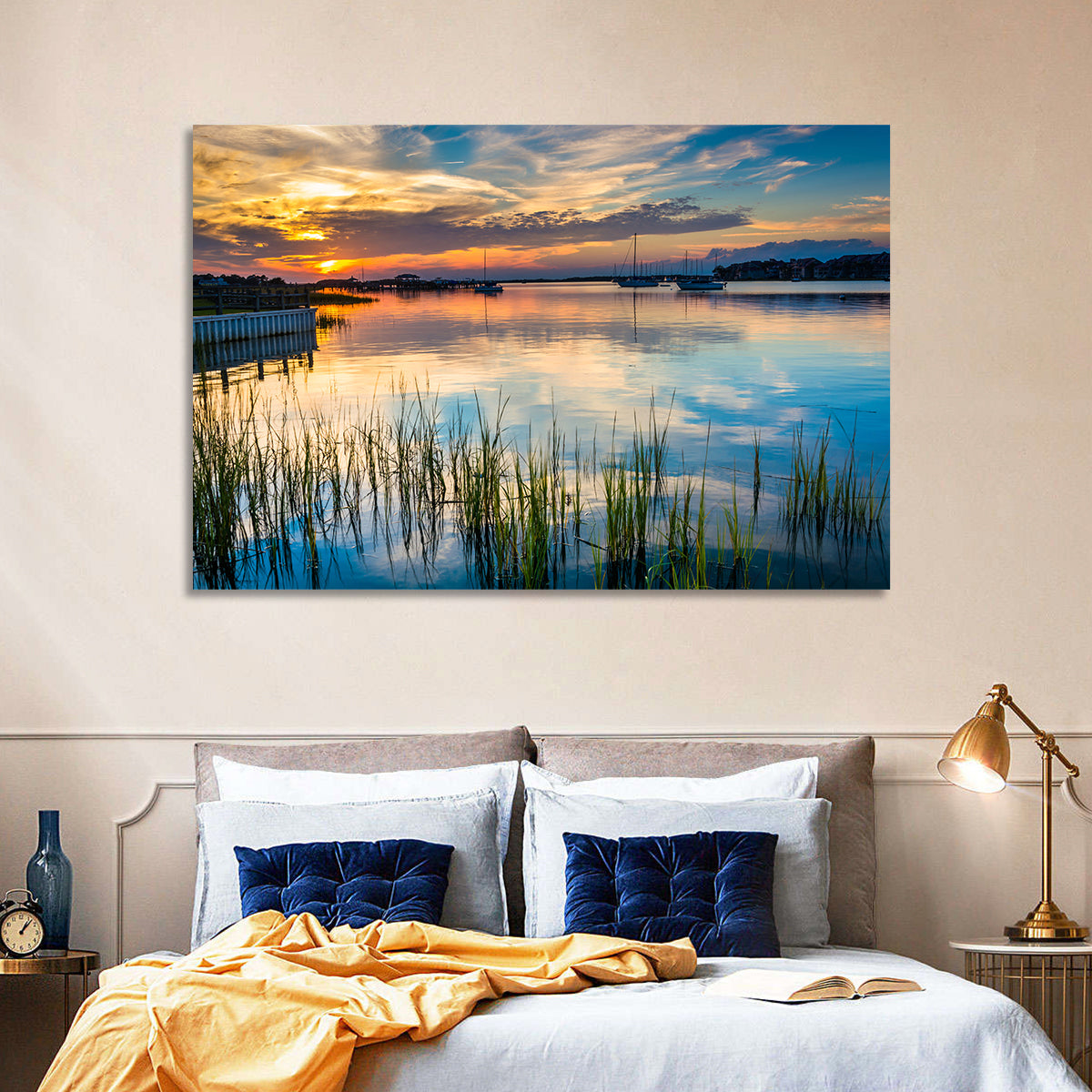 Folly River Sunset Reflection Wall Art in a room, landscape