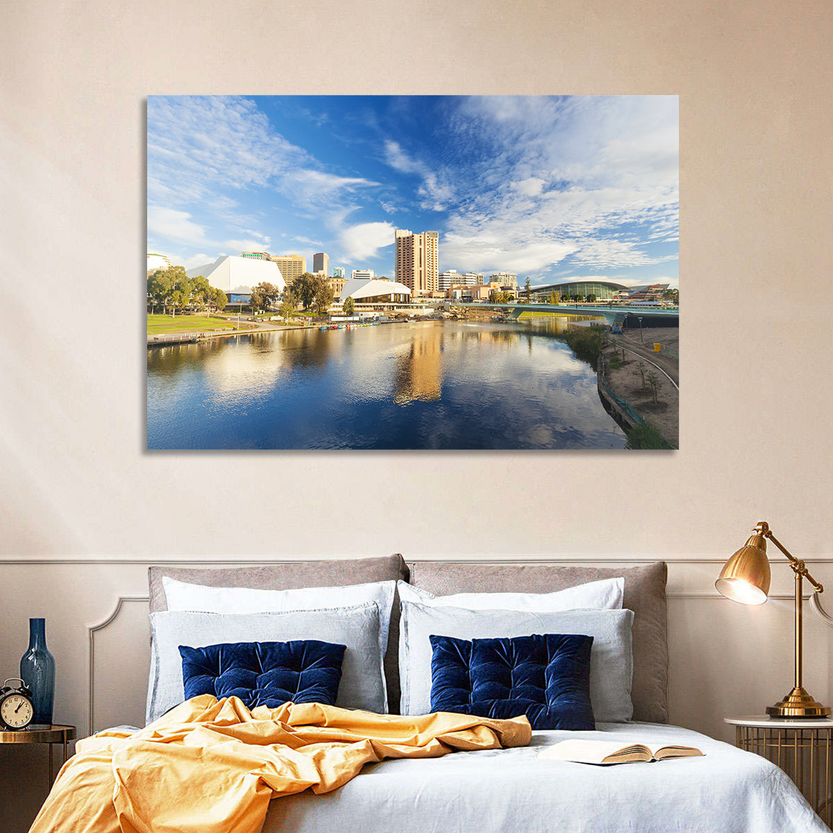 Adelaide River Torrens Skyline Wall Art in a room, landscape