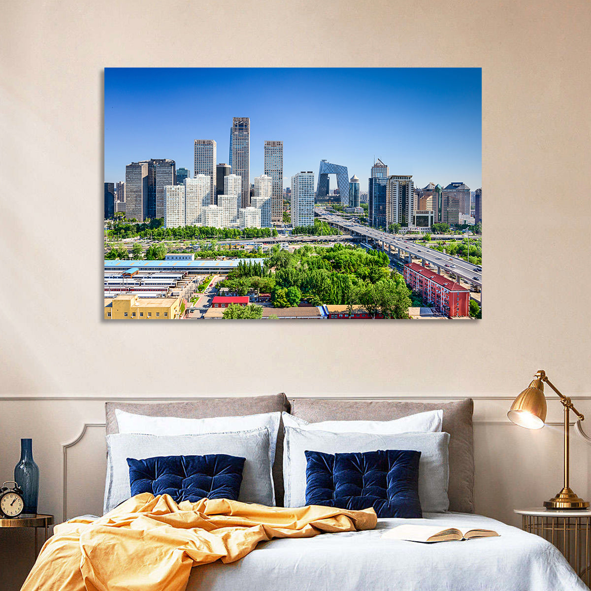 Beijing Cctv Headquarters Skyline Wall Art in a room, landscape