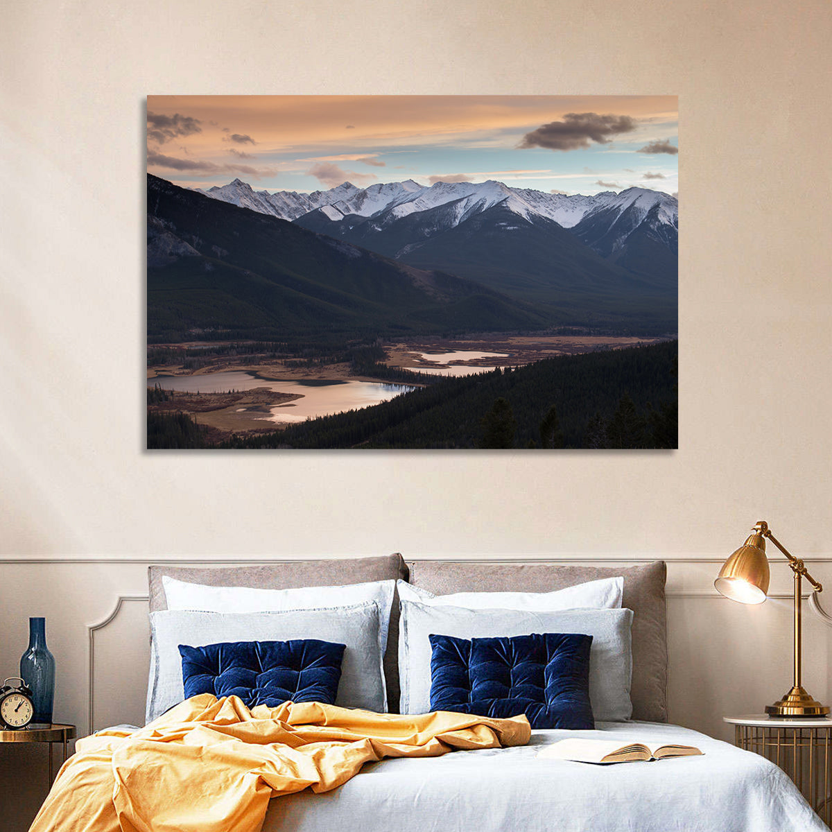 Banff Mountain Lake at Dusk Wall Art