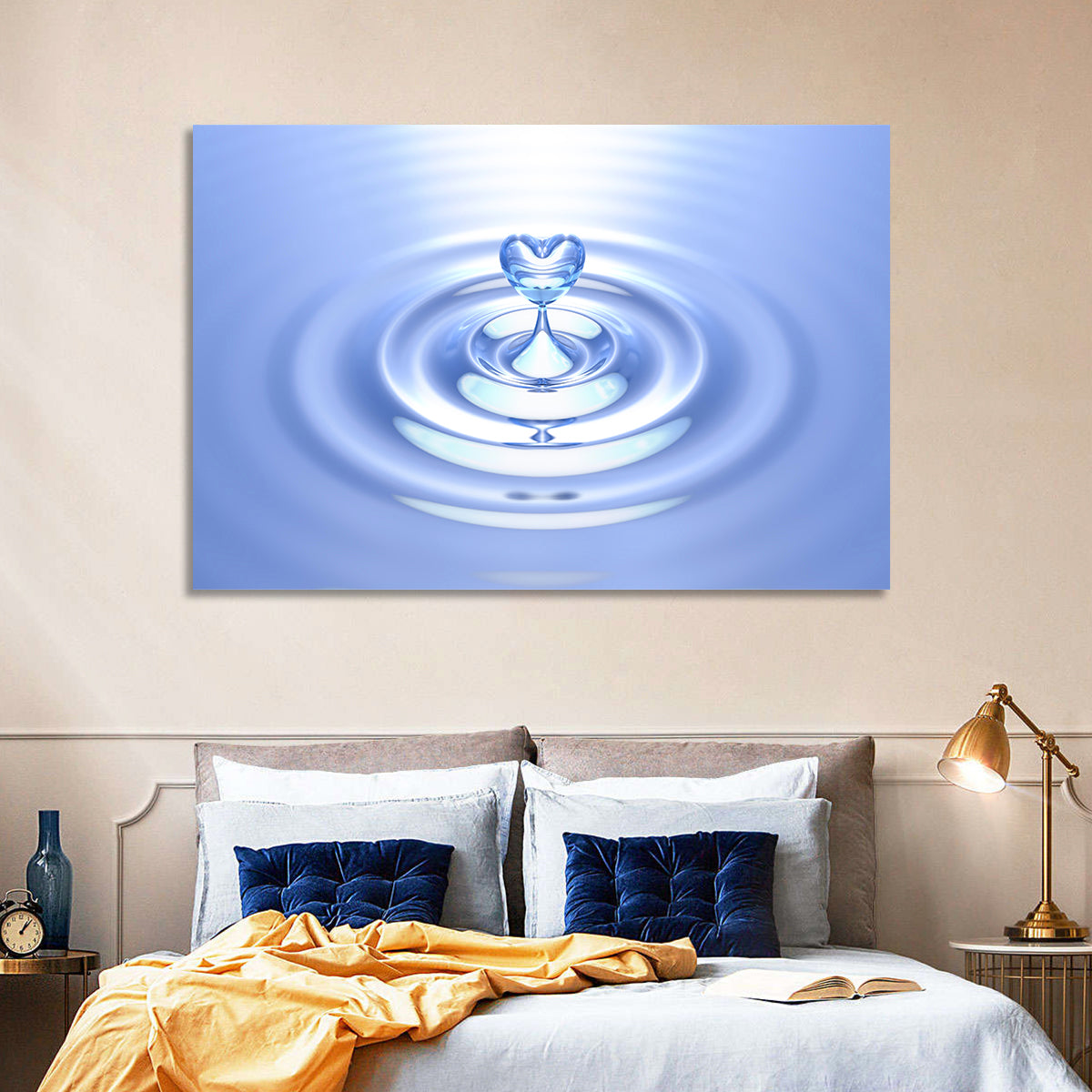Heart-shaped Water Droplet Wall Art in a room, landscape