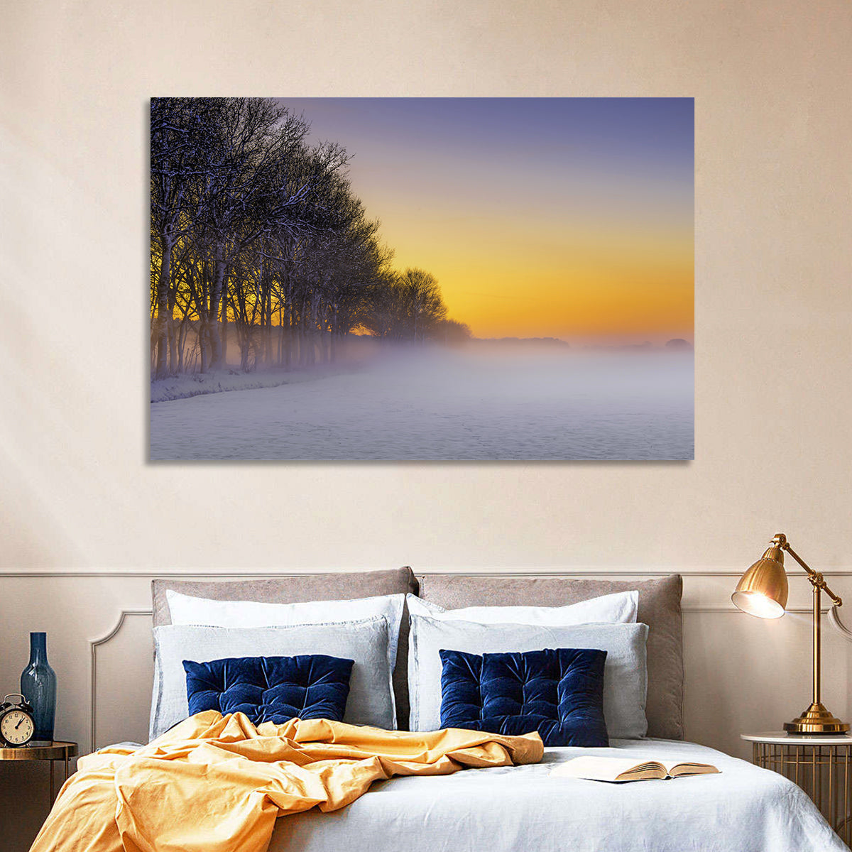 Foggy Winter Sunset Wall Art