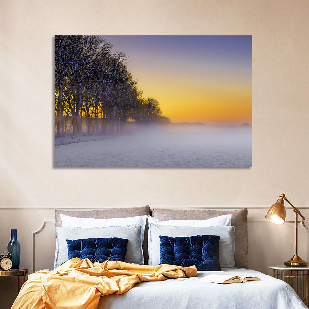Winter Fog at Sunset Wall Art