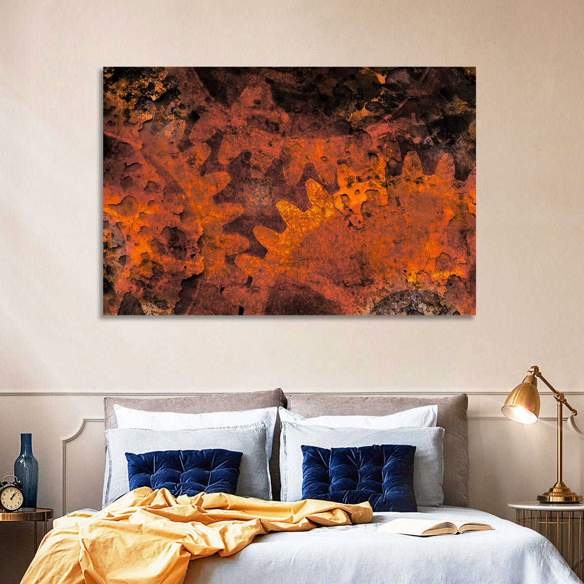 Weathered Gears Study Wall Art in a room, landscape