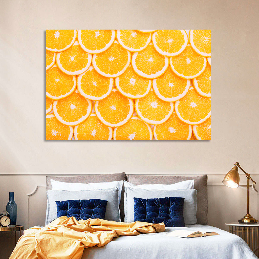 Orange Slice Grid Pattern Wall Art