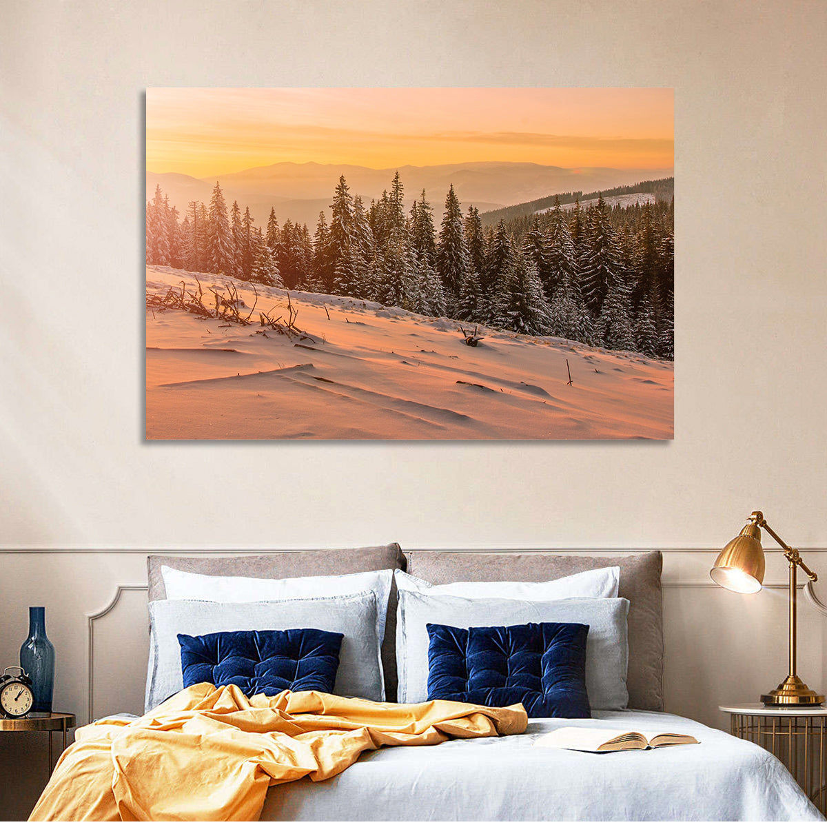 Hoverla Snowfield at Sunset Wall Art in a room, landscape