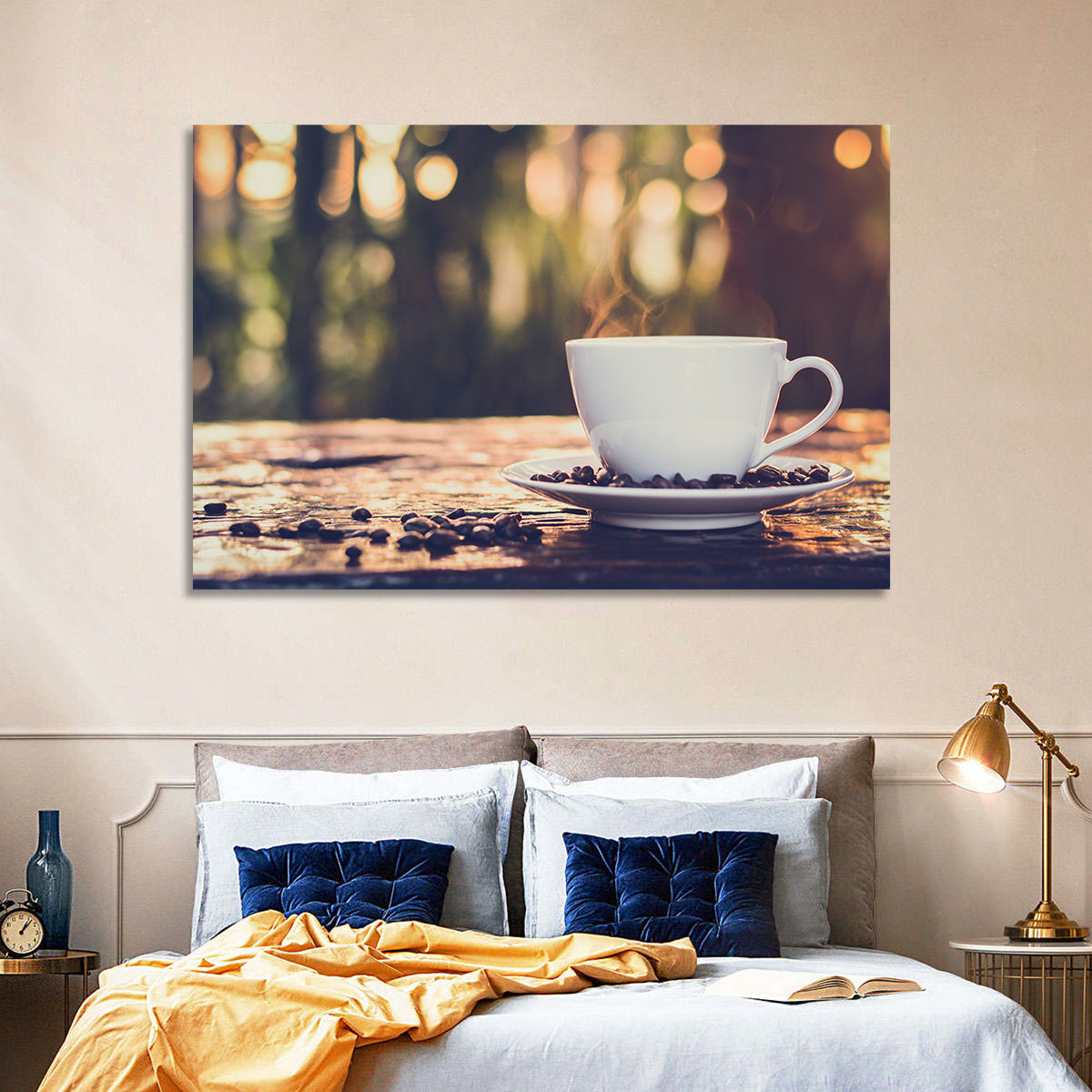 Steaming White Coffee Cup Wall Art