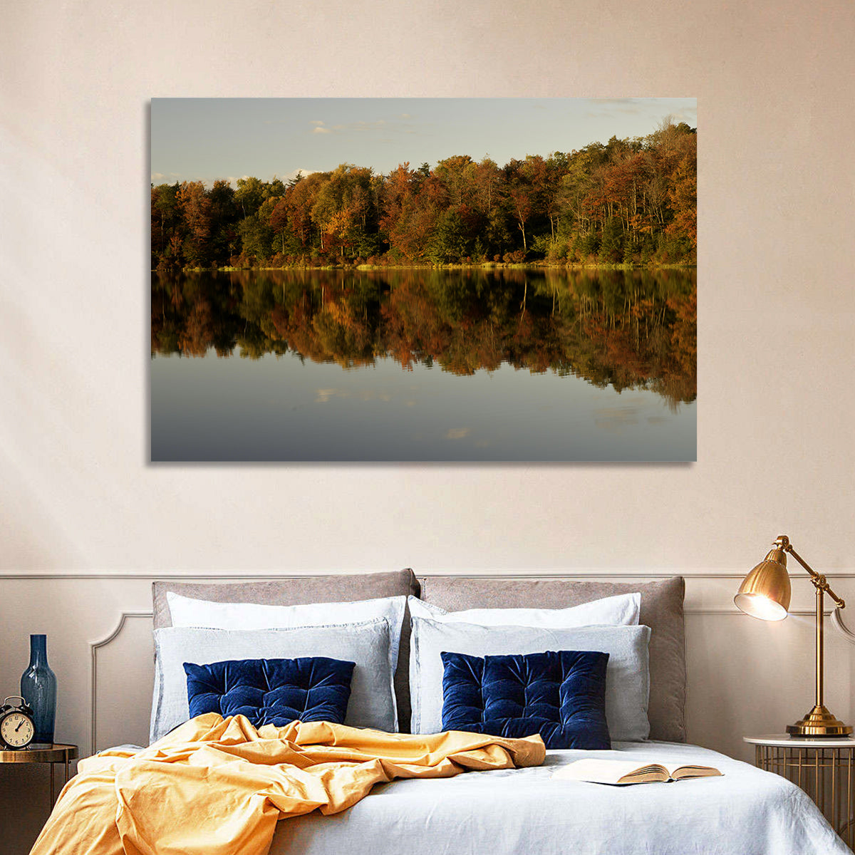 Lake Jean Reflection Wall Art in a room, landscape