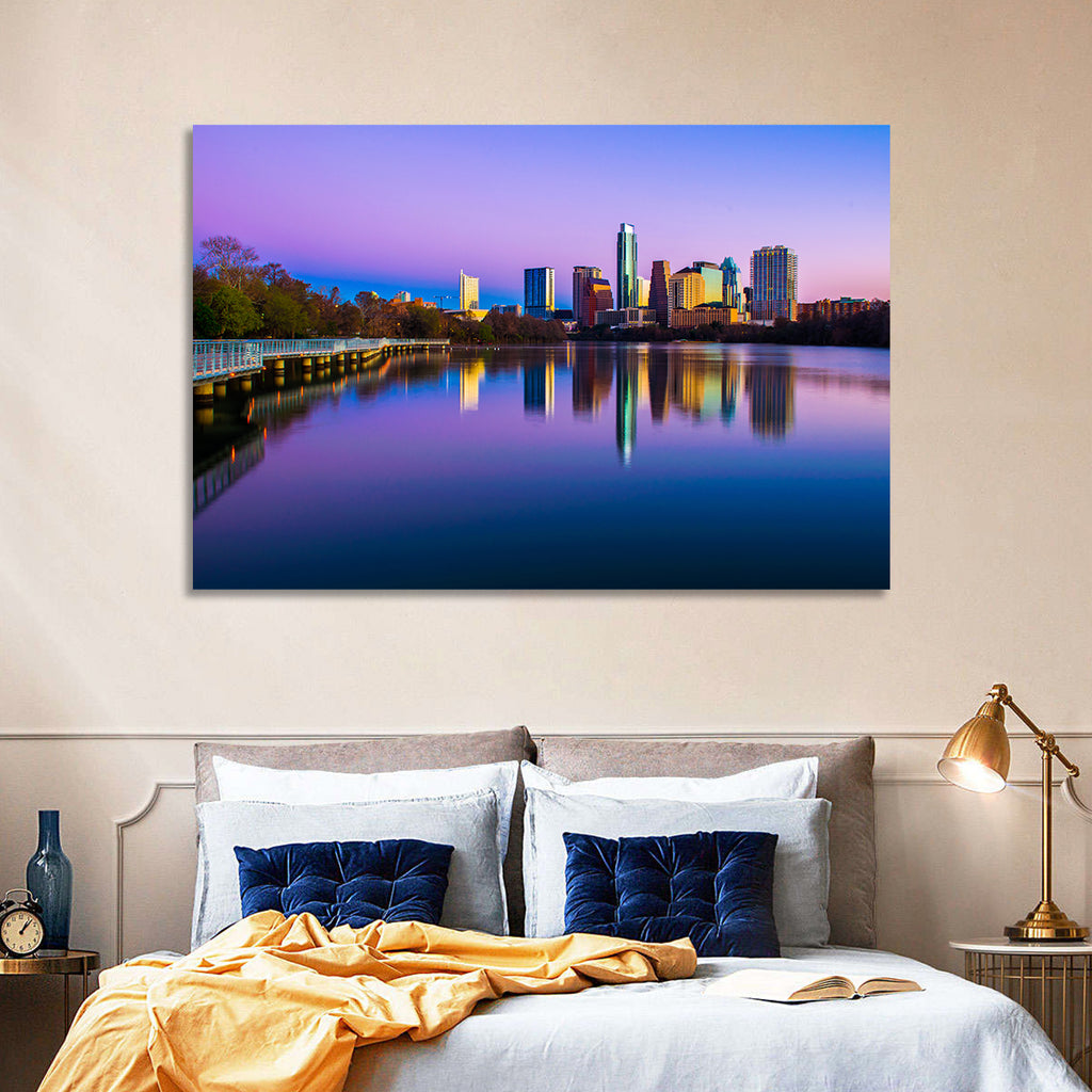 Austin Skyline Reflection at Twilight Wall Art