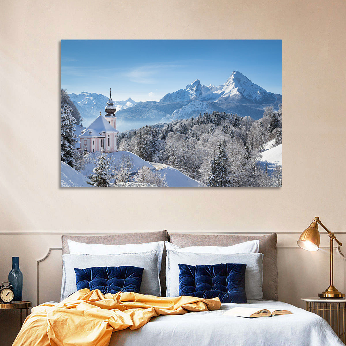 Maria Gern Church and Watzmann in Winter Wall Art
