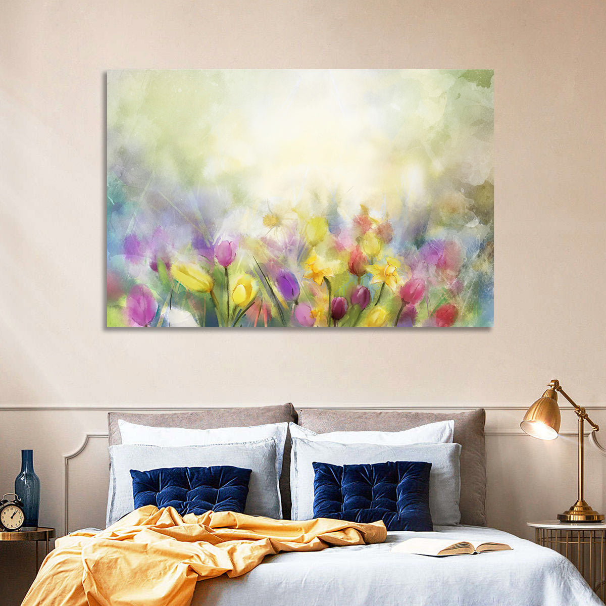 Soft Focus Tulip Meadow Wall Art in a room, landscape