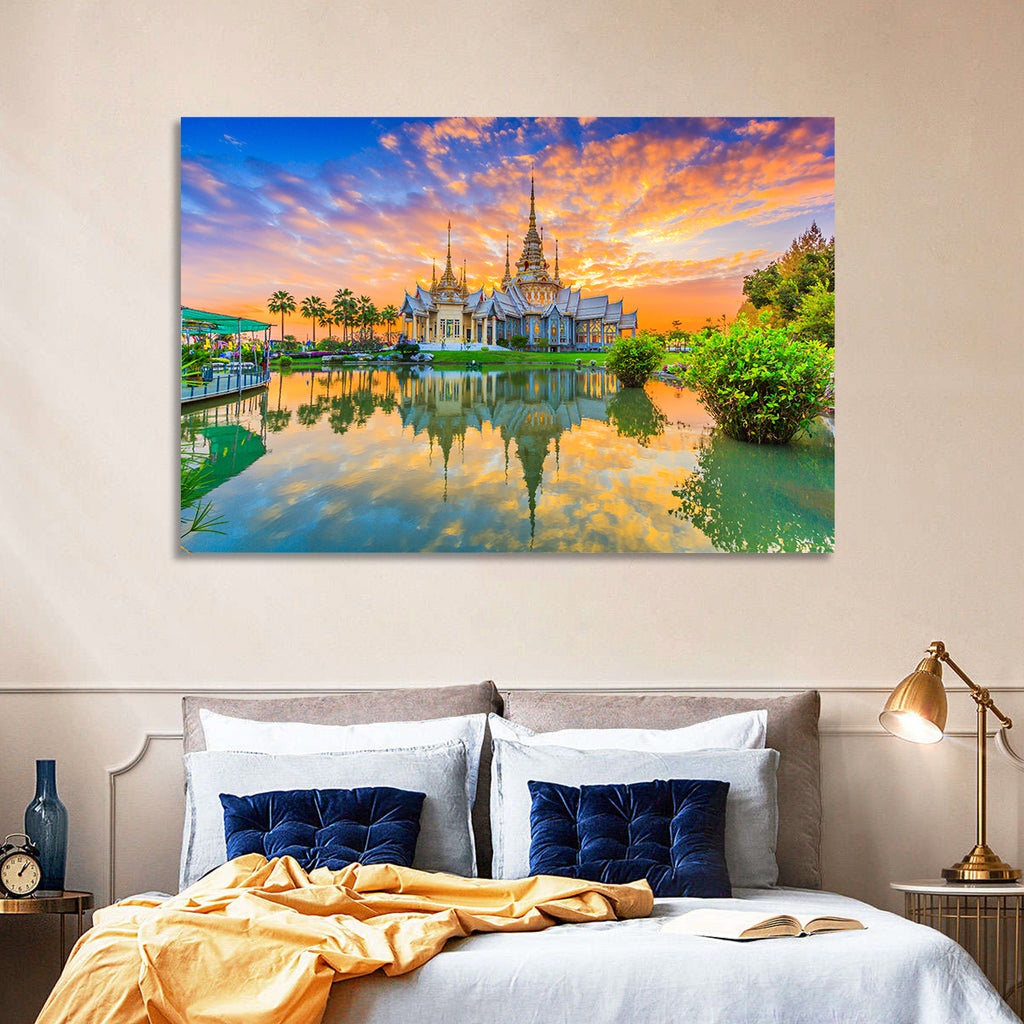 Wat Non Kum Sunset Reflection Wall Art