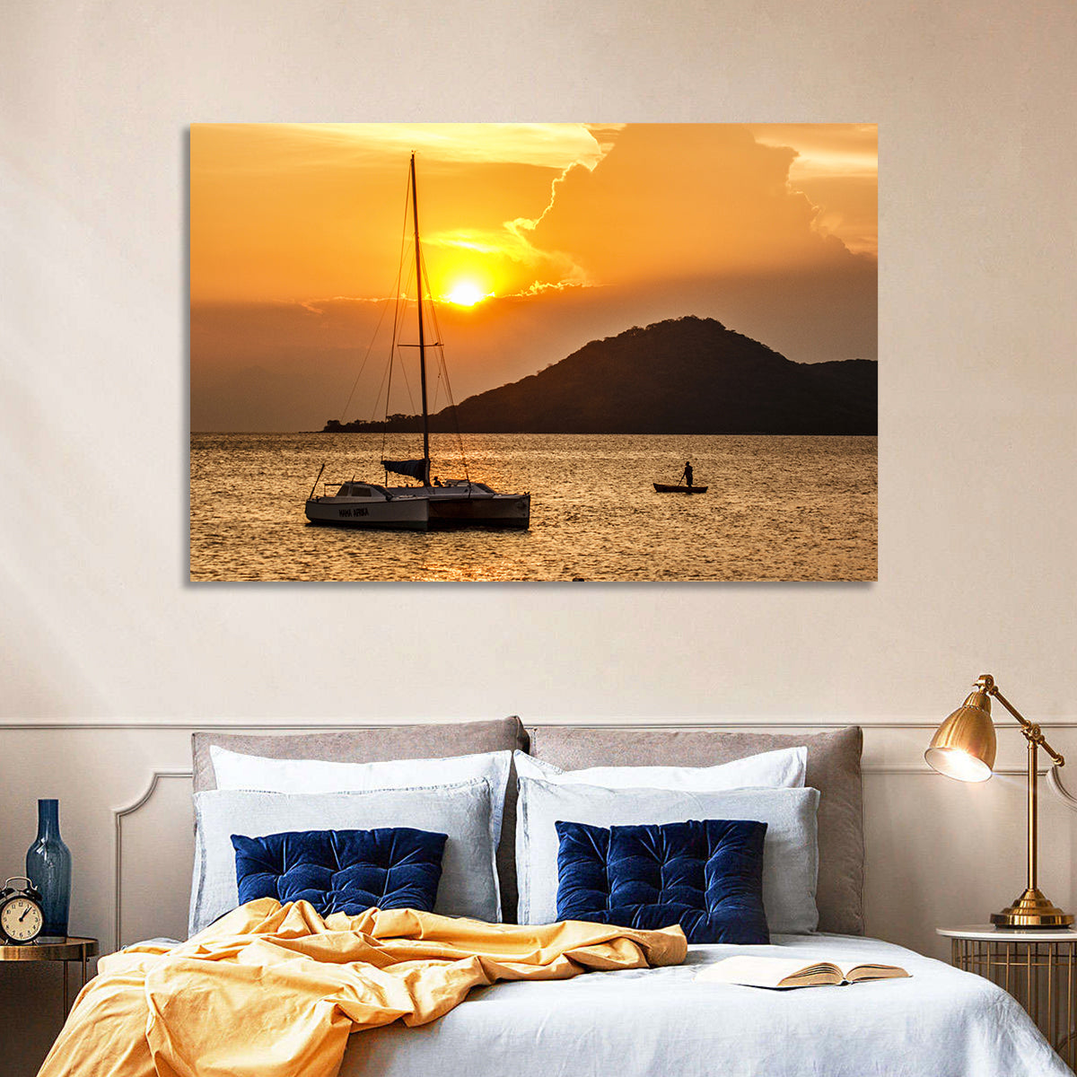 Mama Afrika Sunset, Lake Malawi Wall Art in a room, landscape