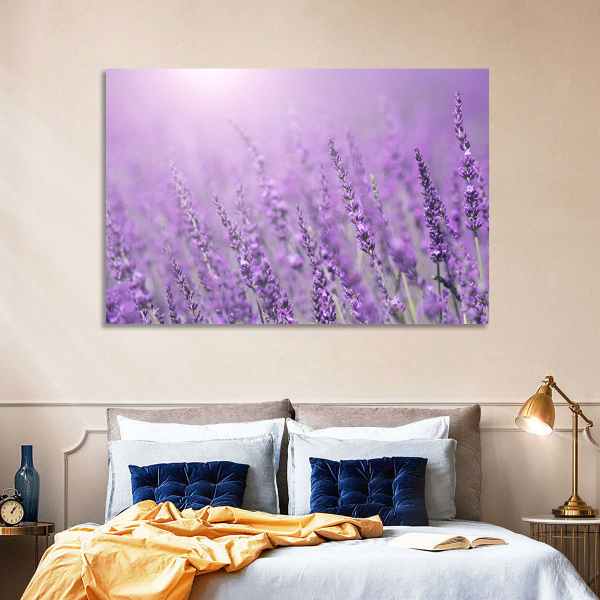 Sunlit Lavender Field Wall Art