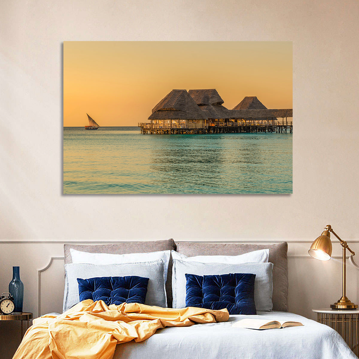 The Rock Restaurant Sunset Wall Art in a room, landscape