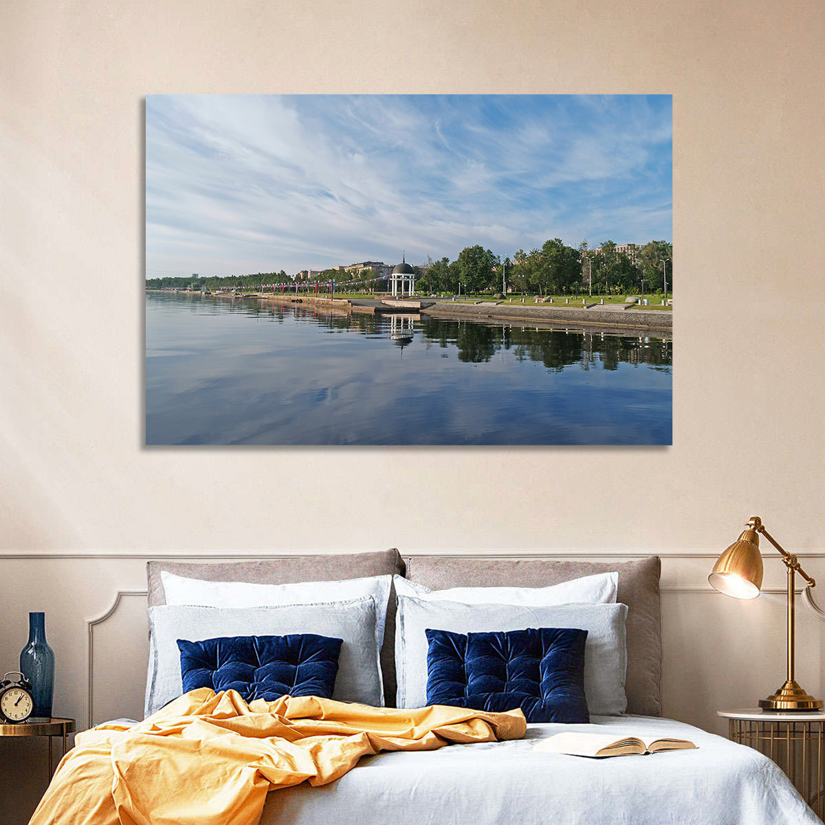 Lake Onega Promenade with Gazebo Wall Art in a room, landscape