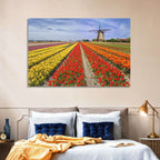 Spring Tulip Fields with Dutch Windmill Wall Art