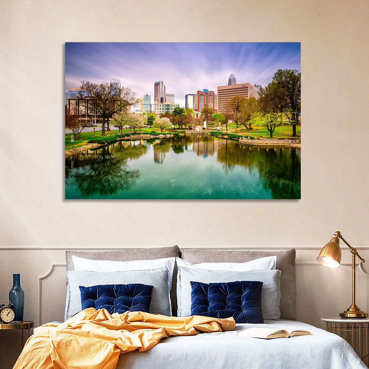Charlotte Skyline at Marshall Park Wall Art in a room, landscape