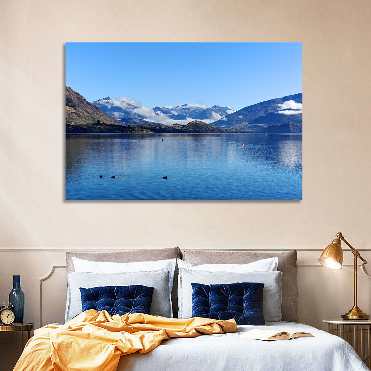 Lake Wanaka Reflections Wall Art in a room, landscape