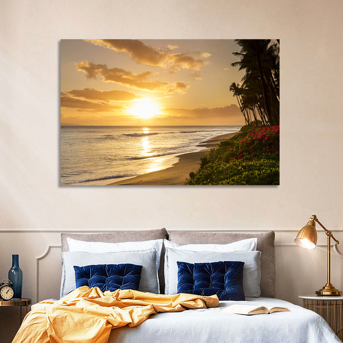 Kaanapali Beach Sunset Wall Art in a room, landscape