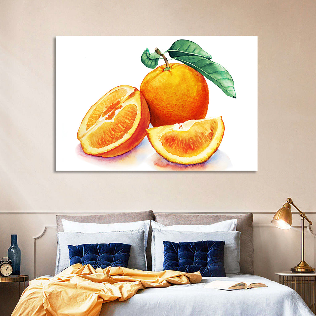 Watercolor Orange Still Life Wall Art