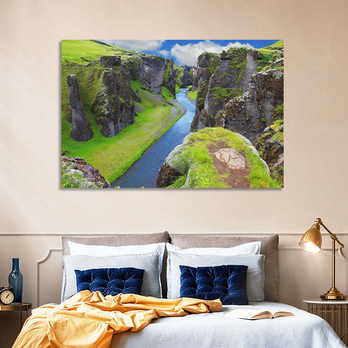 Neverland Cliffs, Fjaðrárgljúfur Canyon Wall Art in a room, landscape