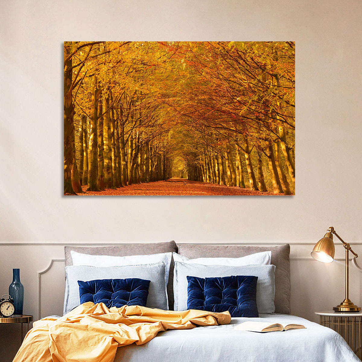 Golden Beech Tree Tunnel in Autumn Wall Art