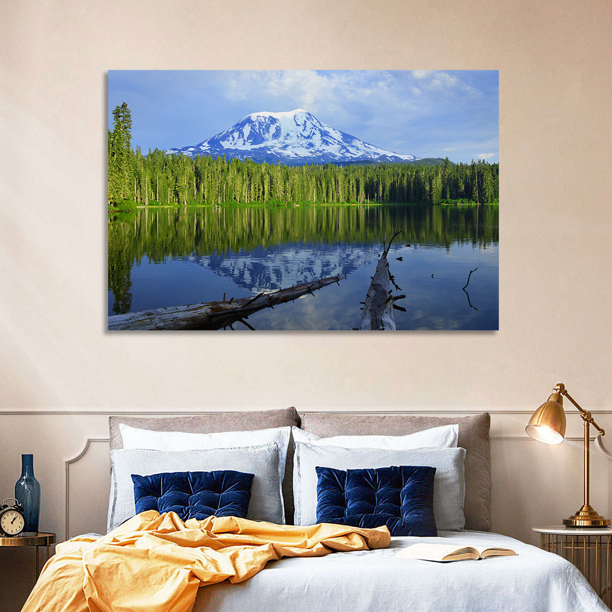 Mount Adams Reflection at Takhlakh Lake Wall Art in a room, landscape