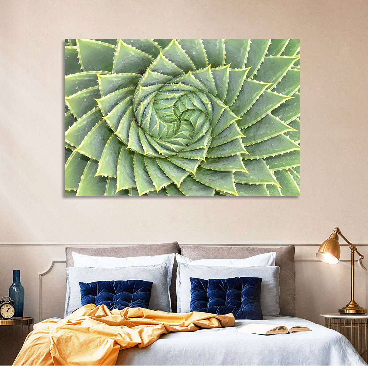 Spiral Aloe Close-up Wall Art in a room, landscape