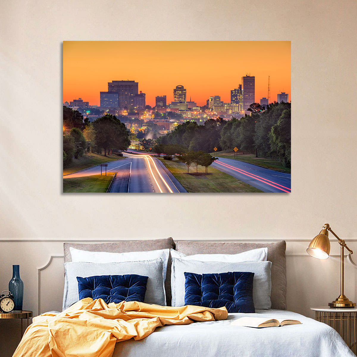 Jackson Downtown Skyline Wall Art in a room, landscape