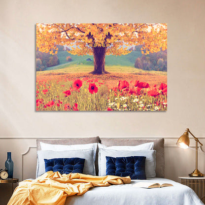 Big Tree & Poppy Floral Wall Art