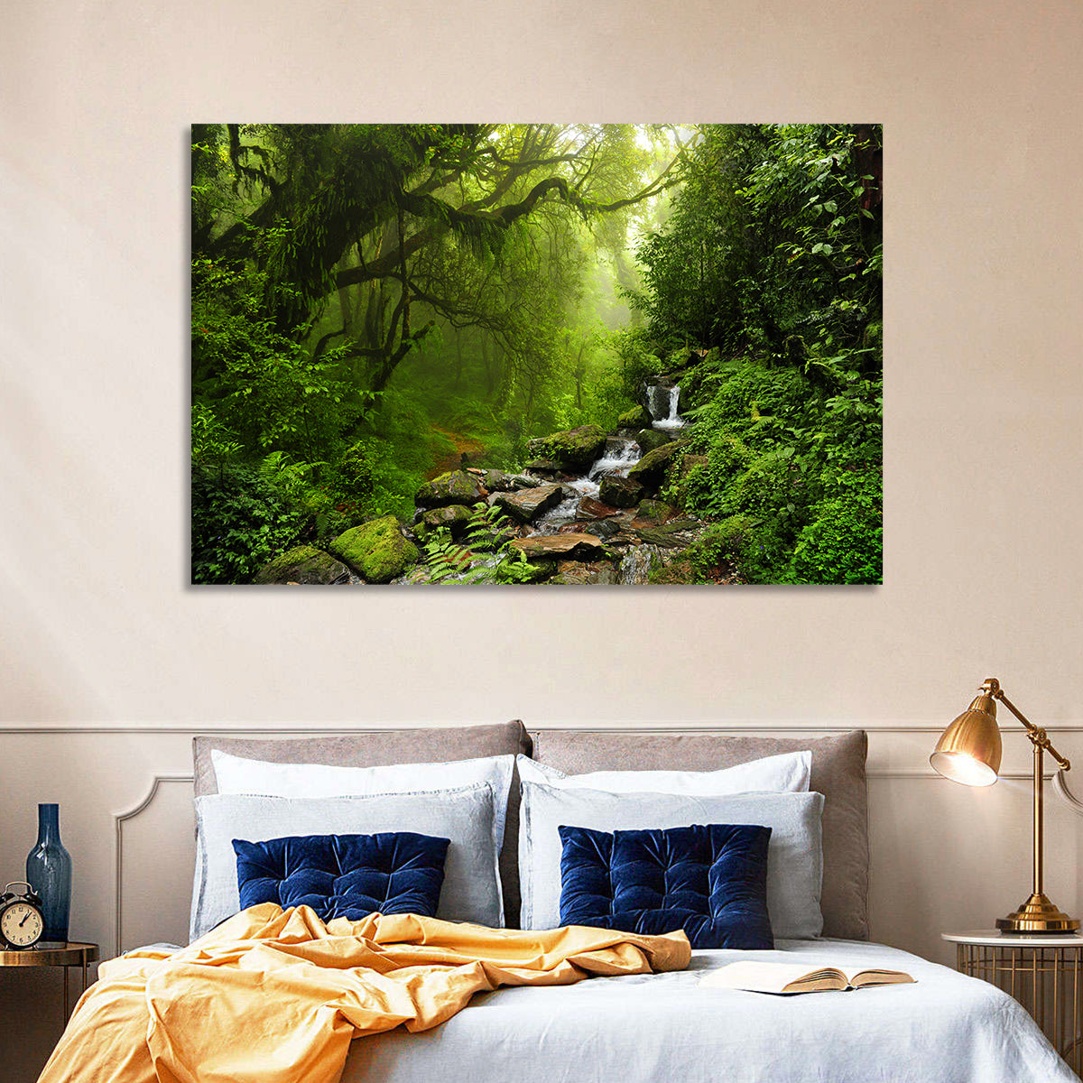 Annapurna Jungle Stream Wall Art in a room, landscape