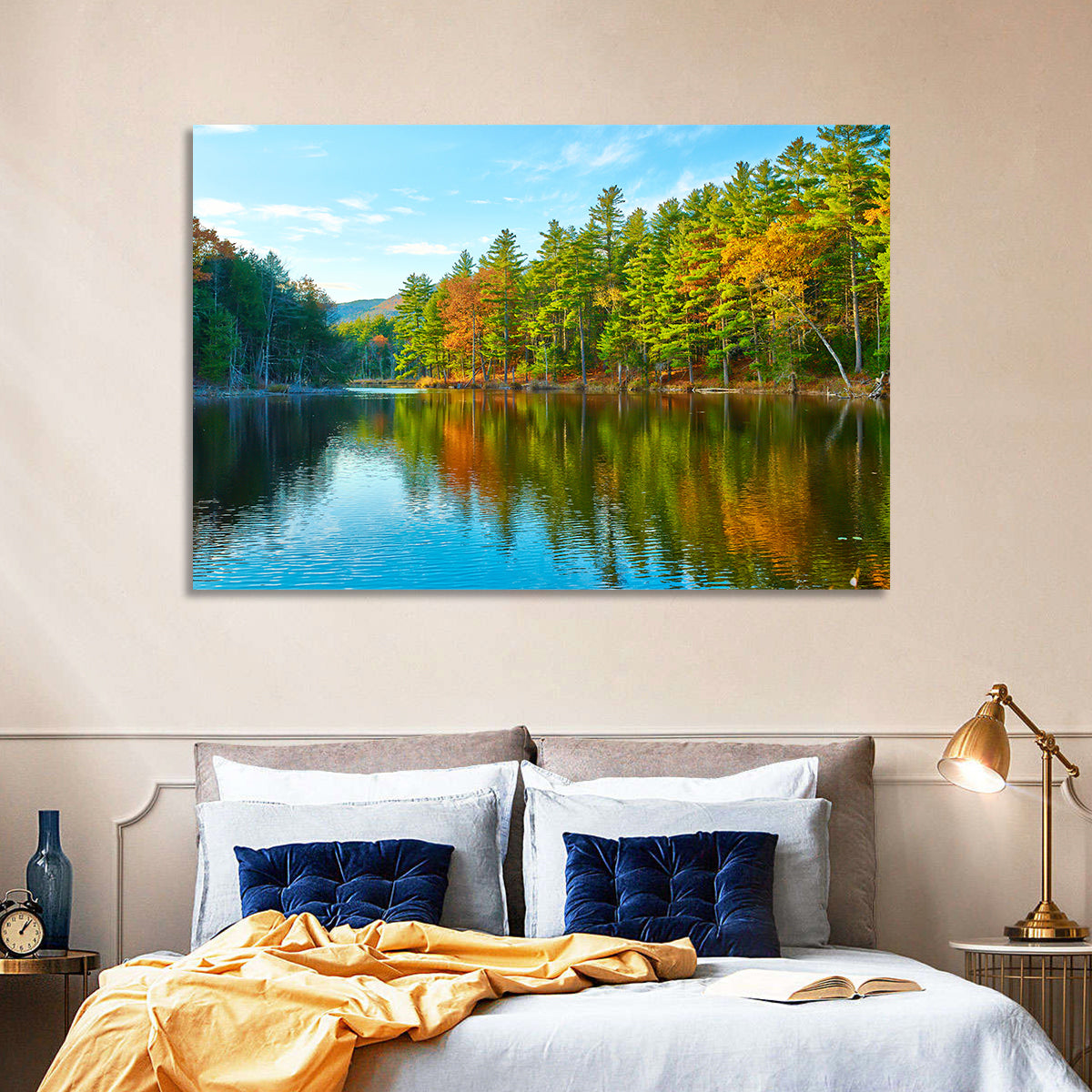 White Mountain Forest Reflections Wall Art in a room, landscape