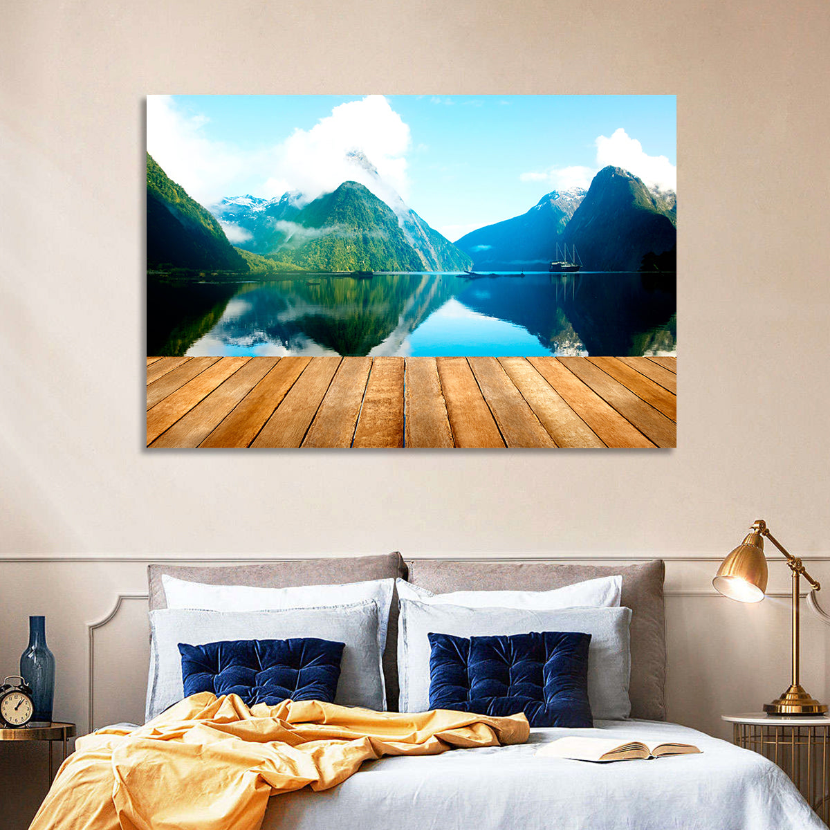 Mitre Peak at Milford Sound Wall Art in a room, landscape