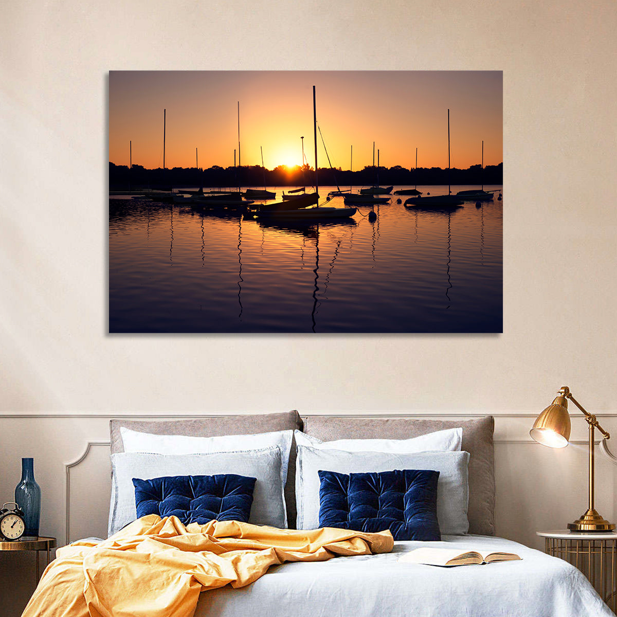 Lake Harriet Golden Sunrise Wall Art in a room, landscape