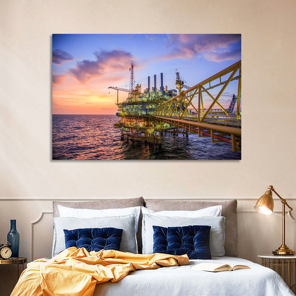 Golden Hour Offshore Oil Rig Wall Art
