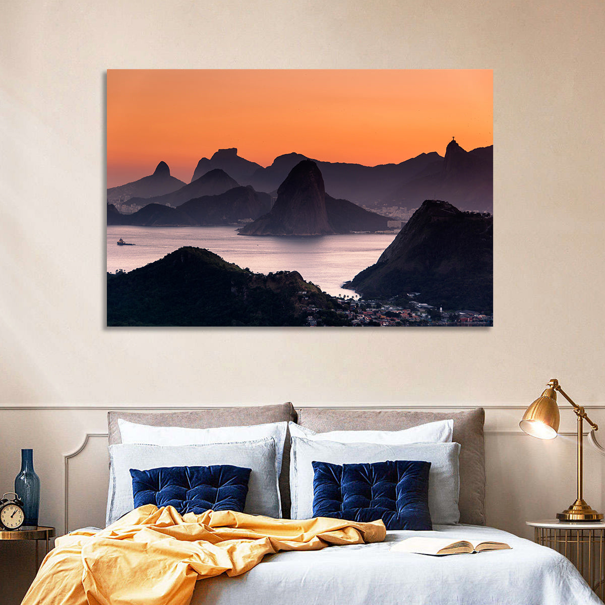 Sugarloaf and Corcovado at Sunset Wall Art in a room, landscape