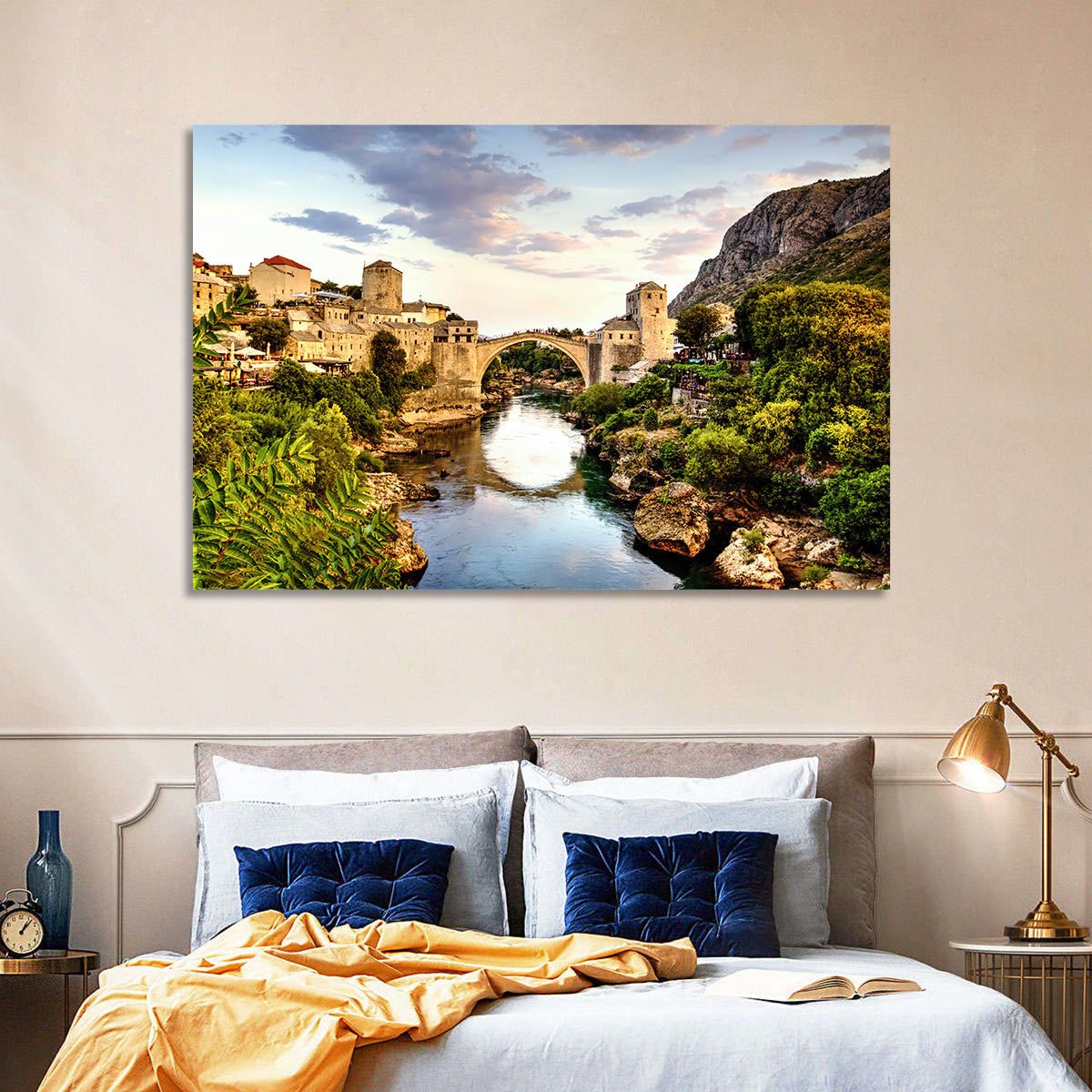 Stari Most Bridge, Mostar Wall Art in a room, landscape