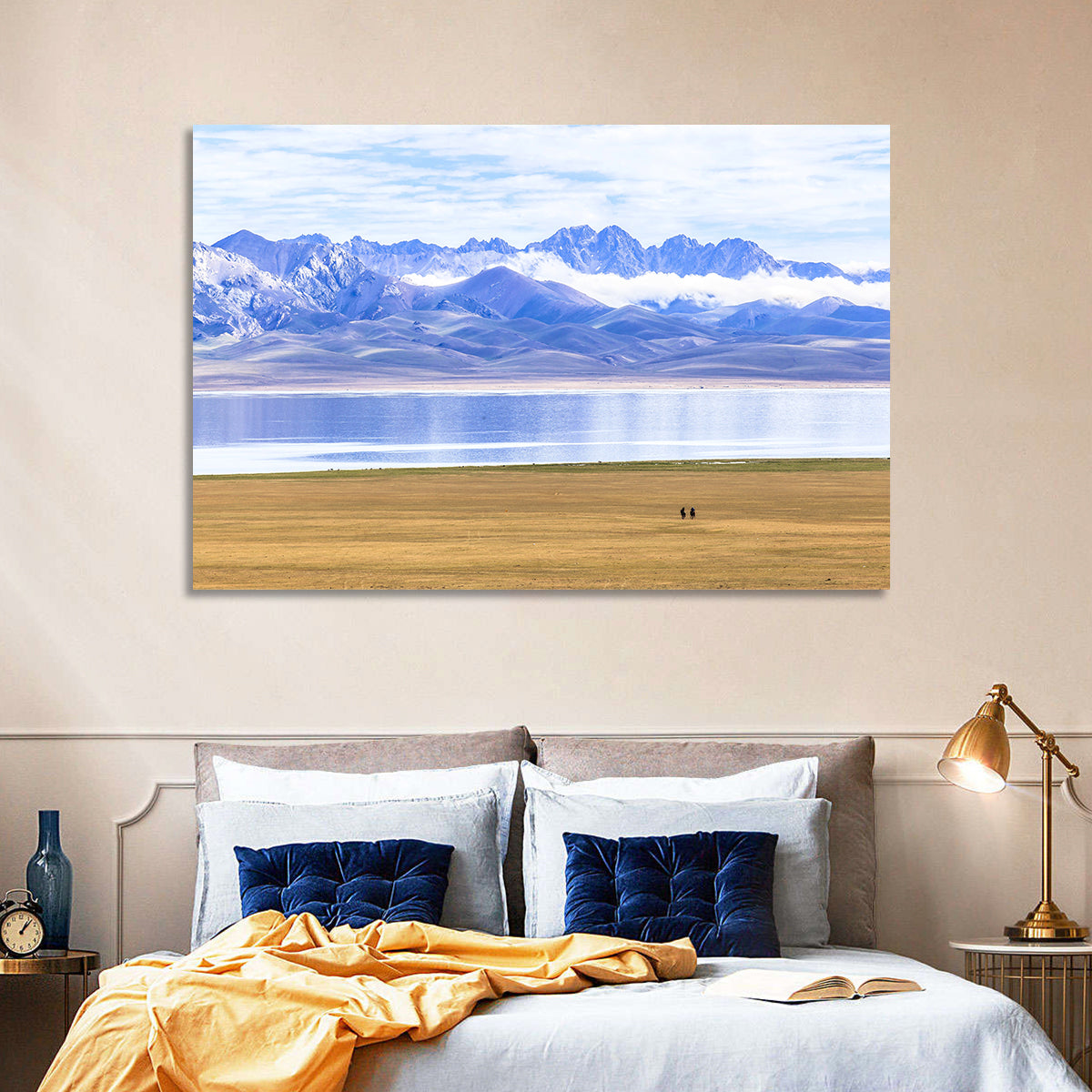 Song Kul Lake Silhouettes Wall Art in a room, landscape