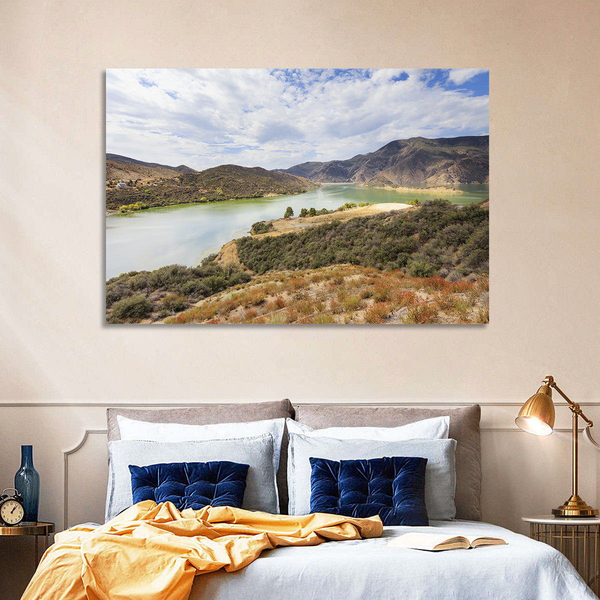 Pyramid Lake Vista Wall Art in a room, landscape