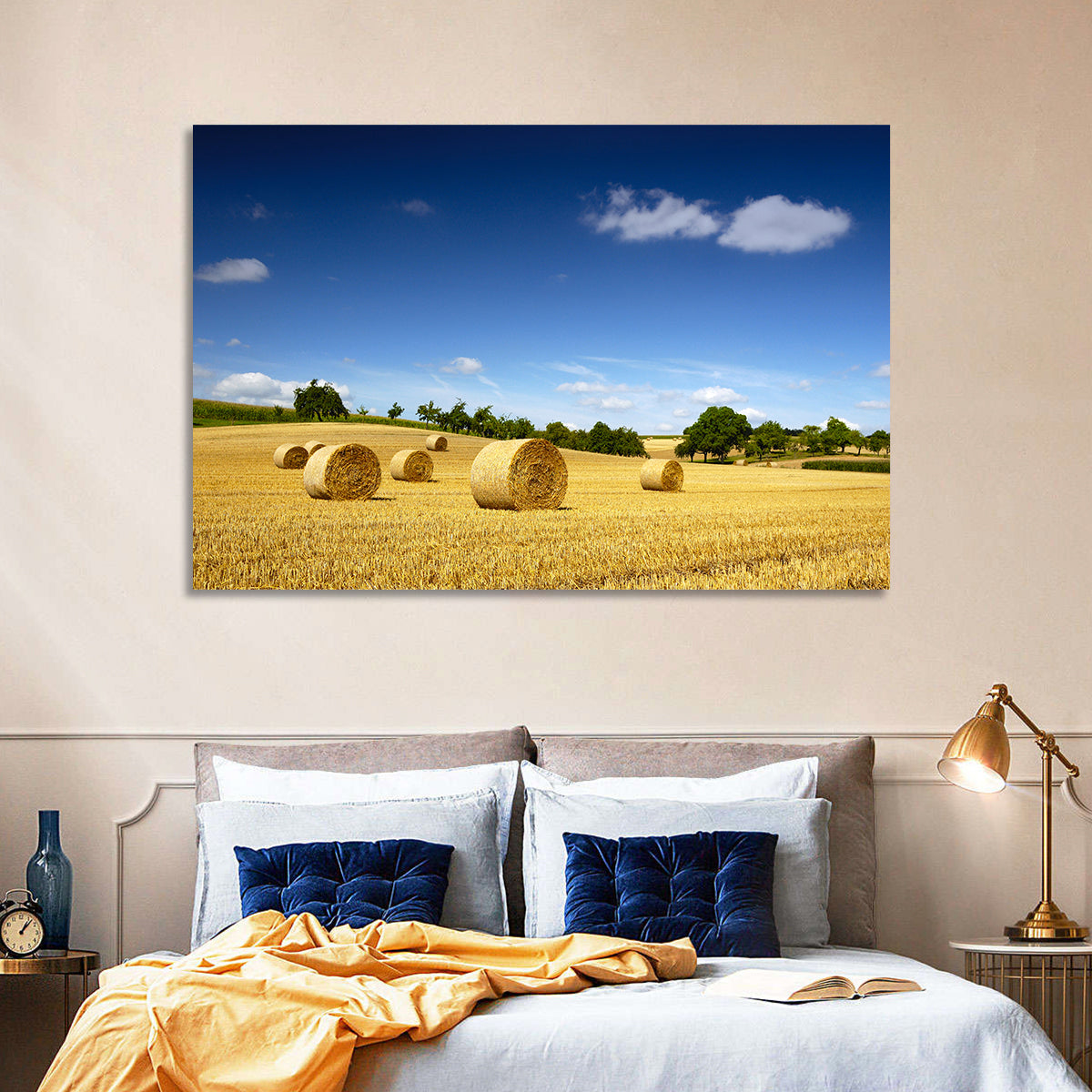 Late Summer Straw Bales Wall Art in a room, landscape