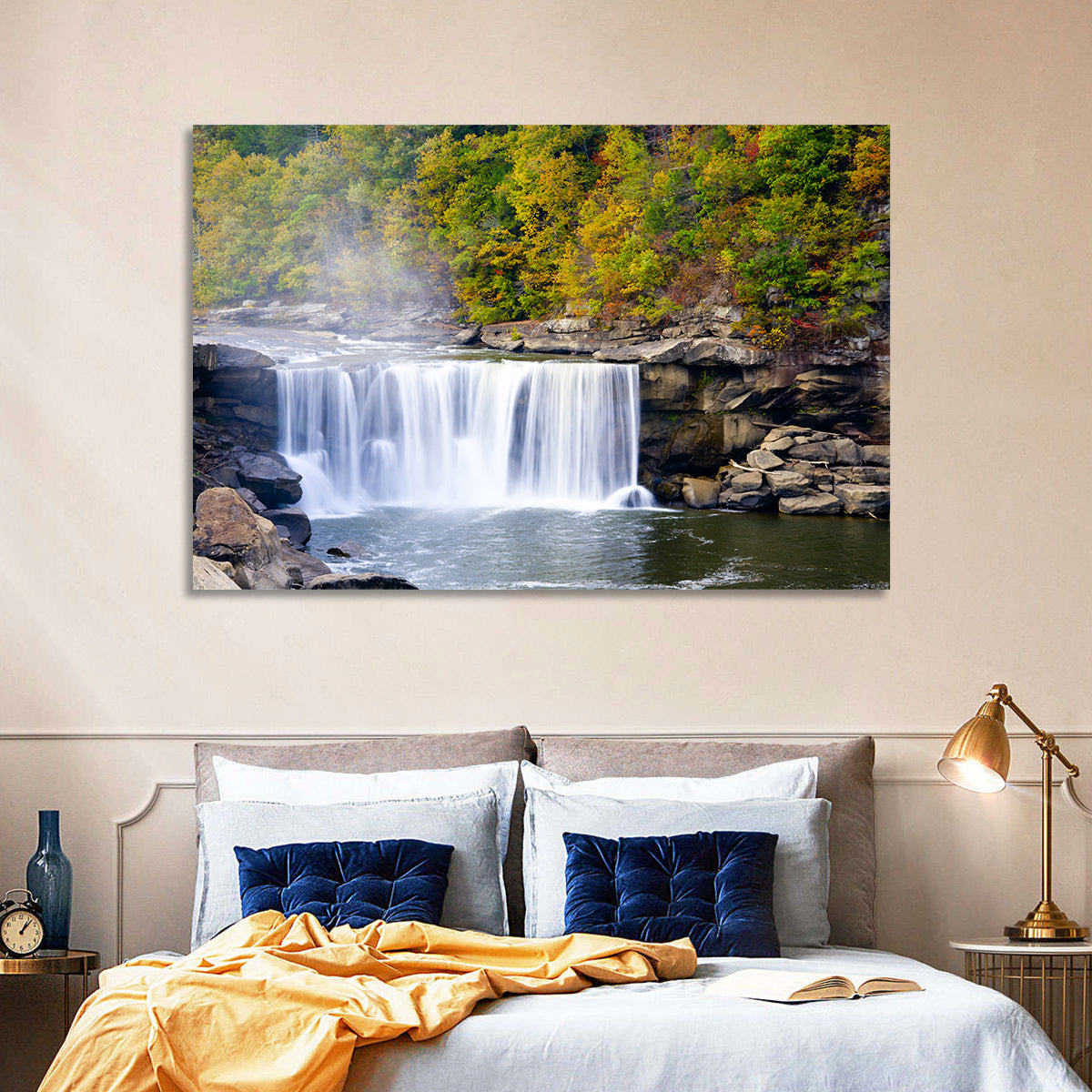 Cumberland Falls Long Exposure Wall Art in a room, landscape