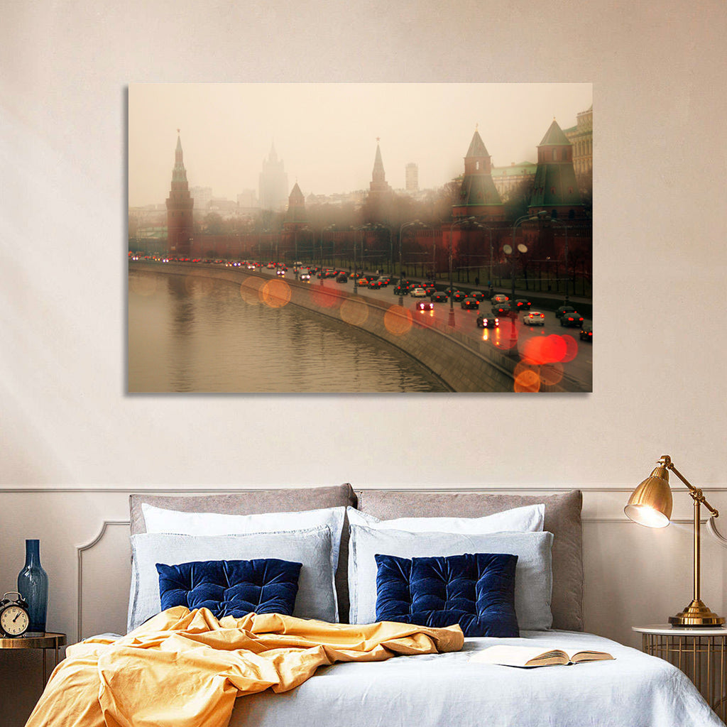 Foggy Moscow Kremlin at Dusk Wall Art