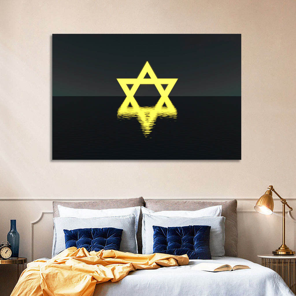 Glowing Star of David Reflection Wall Art