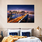 Sunset Over Manhattan Bridges Wall Art