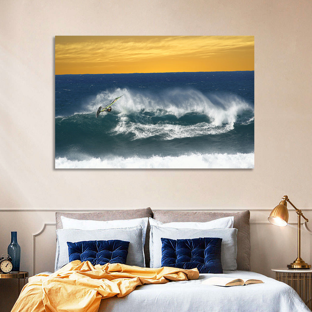 Windsurfer at Golden Wave Wall Art