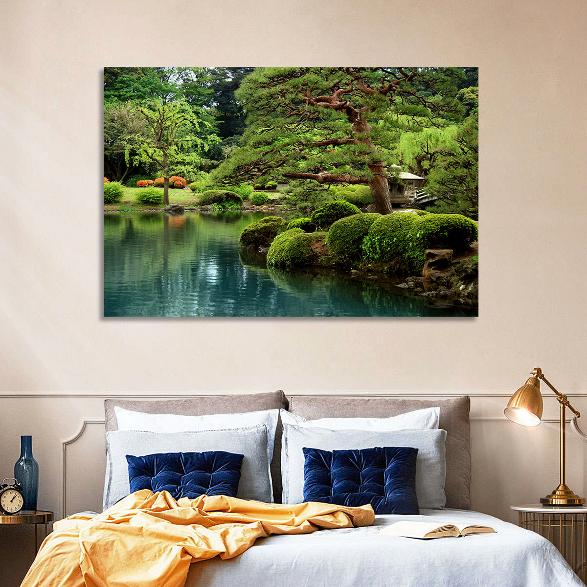 Pond & Bonzai Trees Wall Art