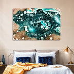 Teal Oil and Water Bubble Abstract Wall Art