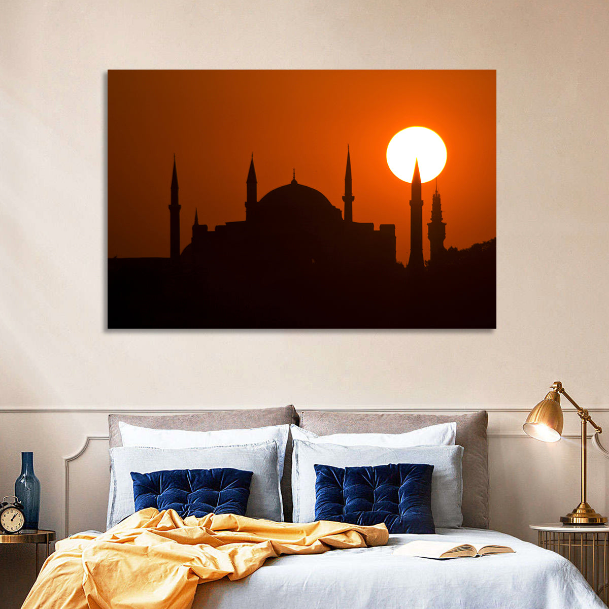 Hagia Sophia Silhouette at Sunset Wall Art in a room, landscape